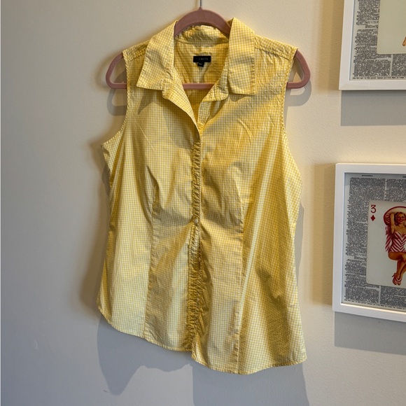 Talbots Tops - Talbots Yellow Gingham Sleeveless Button-Down Shirt